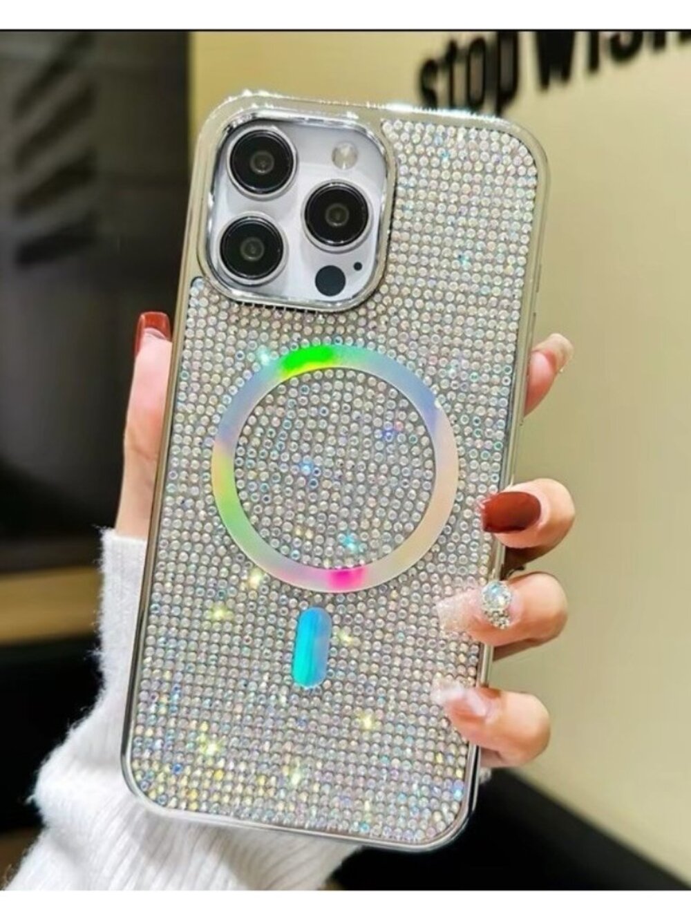 Luxury Shimmer Rhinestone MagSafe Case Bumper Bling iPhone 13 14 15 Shockproof